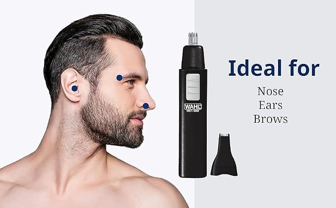 Wahl 5567-500 Ear, Nose and Brow Wet/Dry Battery Trimmer, Black