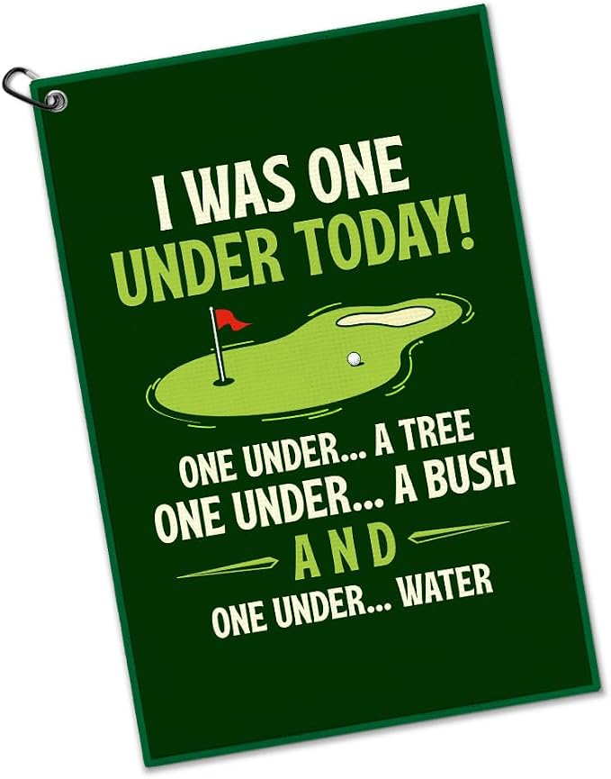 I was One Under Today Golf Towel with Clip, Funny Golf Bag Accessories for Men, Golfing Accessories for Men Women, Birthday Retirement Gifts for Golfing Lover, Golfer Gifts for Father Grandpa