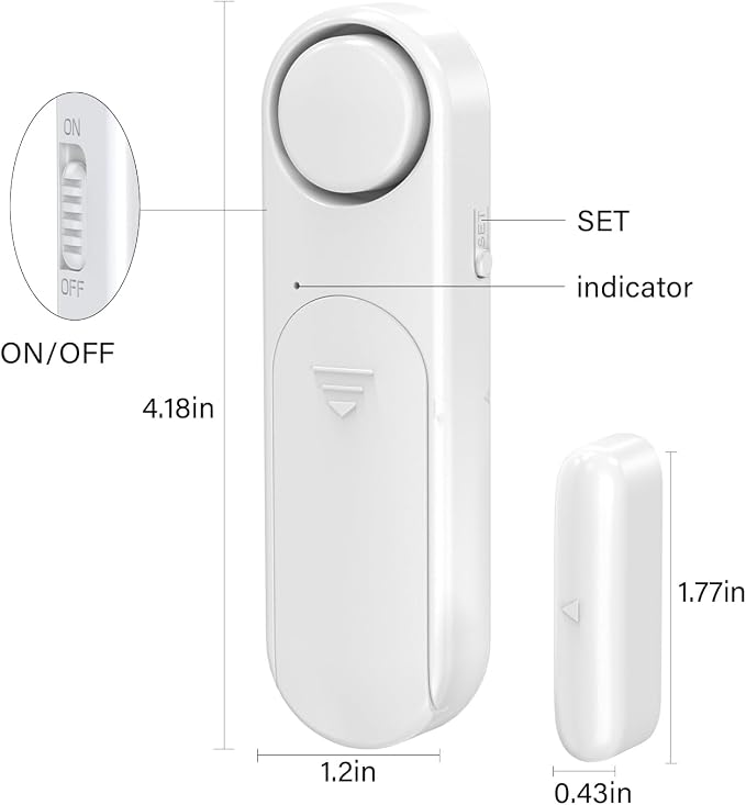 Window and Door Alarm When Opened (5 Pack) for Kids Safety/Home Security, Sliding Front Door Opening Sensor Alarms for Dementia, 120dB Burglar Alert, Ideal for Business, Garage, Apartment,House, White
