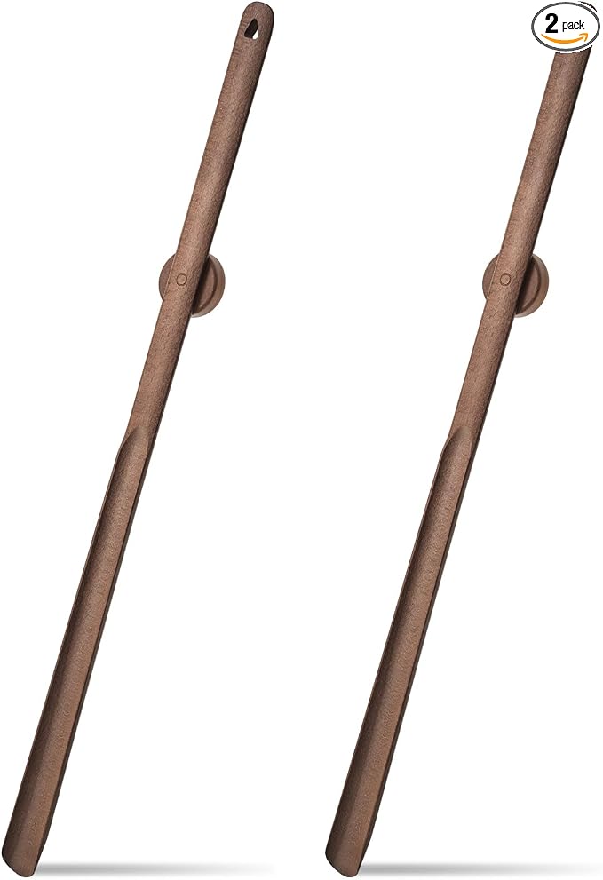 Geelin 2 Pcs 29.5" Magnetic Shoehorn, Long Wooden Shoe Horn Long Handle Shoehorn for Seniors Men Women, Magnetic Base Wall Mounted Dressing Stick for Elderly Limited Mobility (Walnut)