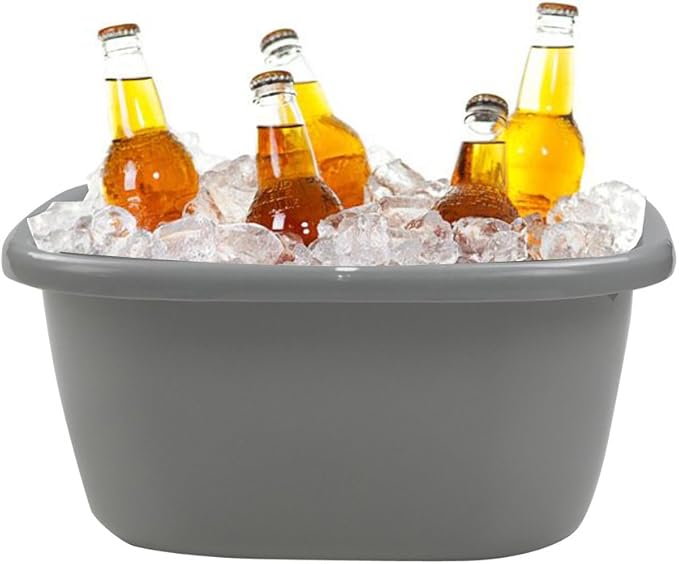 Begale 3-Pack 16 Quart Plastic Wash Basin, Dish Pans Kitchen Sink, Gray