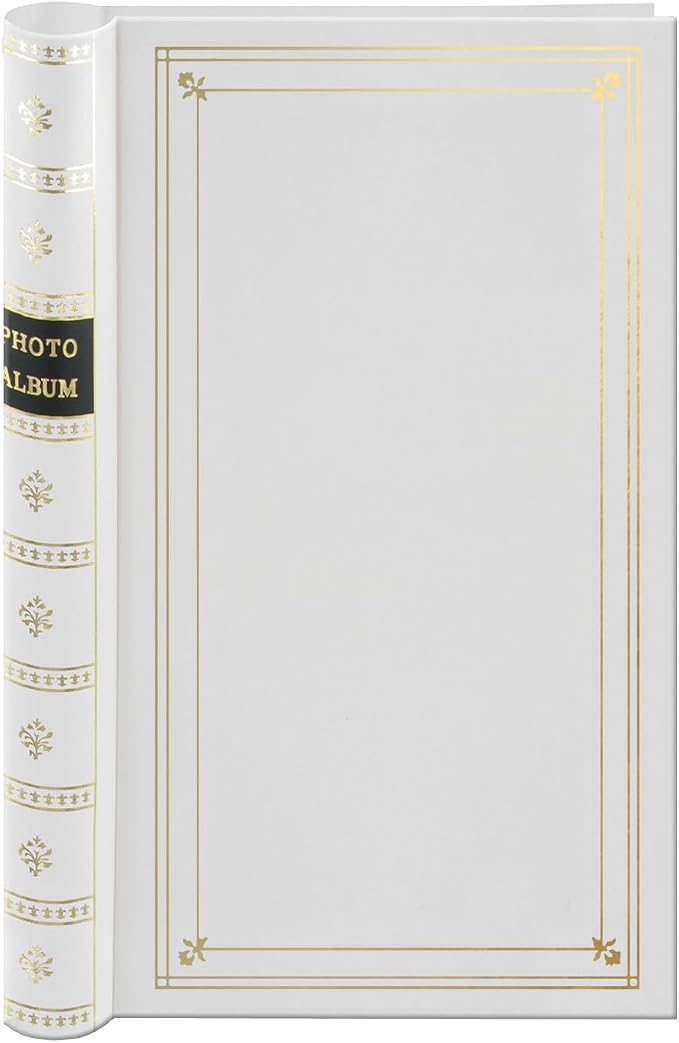 Spiral Bound Photo Album 300 Bi-Directional Memo Pockets Hold 4x6 Photos, White