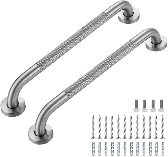 Grab Bars for Shower, 1 Pack 18-Inch Anti Slip Shower Handles for Elderly, Safety Shower Grab Bar, Stainless Steel Handicap Grab Bars for Bathroom,Toilet (Brushed Nickel, 1" Diameter)