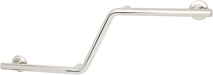 Seachrome Bathroom Grab Bar, 38 inch Stainless Steel, Left Handed Zuma Bar, 1 1/4 inch Diameter, Handicap Grab Bar, Safety Rail, Polished Stainless (Model: GWL-3638-QCR-PS)