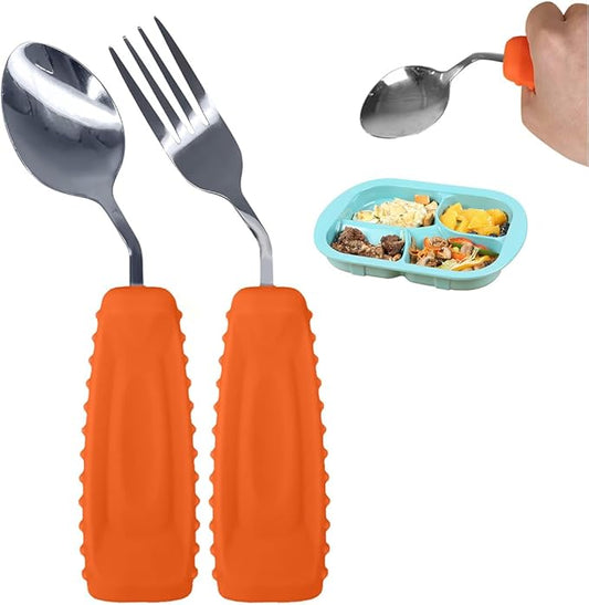 Adaptive Weighted Utensils Set – Spoon and Fork for Hand Tremors, Parkinson’s, Elderly, and Arthritis – Adaptive Eating Utensils for Weak Grip and Limited Mobility
