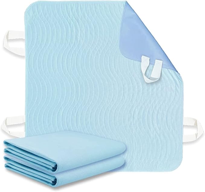 2 Pack Bed Pads for Incontinence Positioning Bed Pad with Handles for Lift and Transfer Reusable Waterproof Bed Pads Washable Incontinence Bed Pads for Elderly Hospital Home Care 36” × 34”