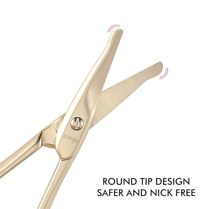 LIVINGO Small Nose Hair Scissors Curved Blade Rounded Tip Gold | Stainless Steel Construction, Safe Blunt Tip, Precision Trimming for Eyebrow Cuticle Facial Hair Care