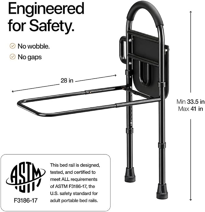 Medical king Bed Rails for Elderly Adults Safety Bed Assist Rails for Seniors with Adjustable Heights ASTM Approved Easy to get in or Out of Bed with Floor Support