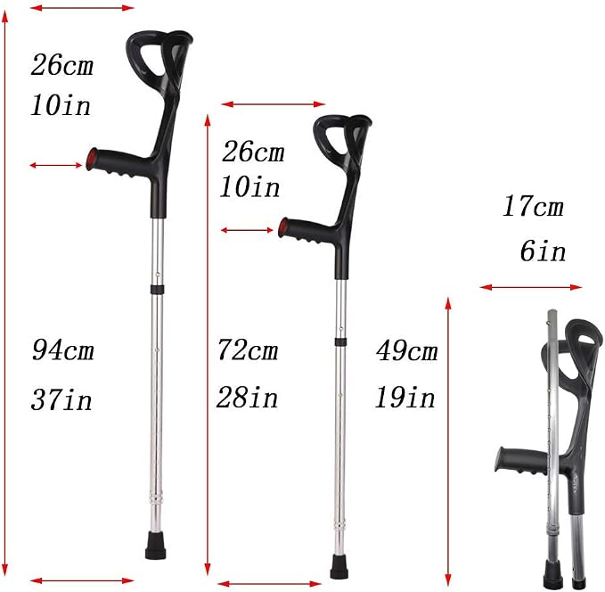 Lightweight Foldable Forearm Crutch, Aluminum Walking Stick,Height Adjustable, Ergonomic Handle with Comfortable Grip 2ZG-02BM (Silver)