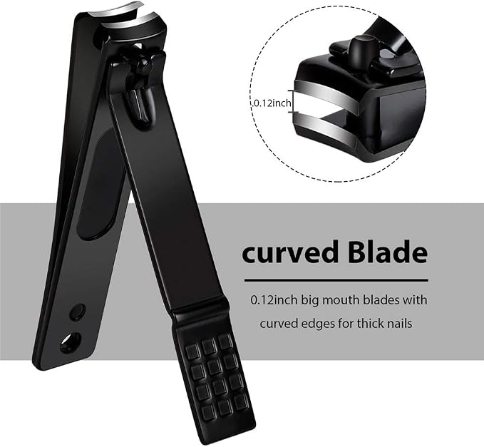 Aogeili Nail Clippers Set, Sharp Stainless Steel Fingernail & Toenail Clippers, Black Nail Cutter, 2Pcs Large and Large Size