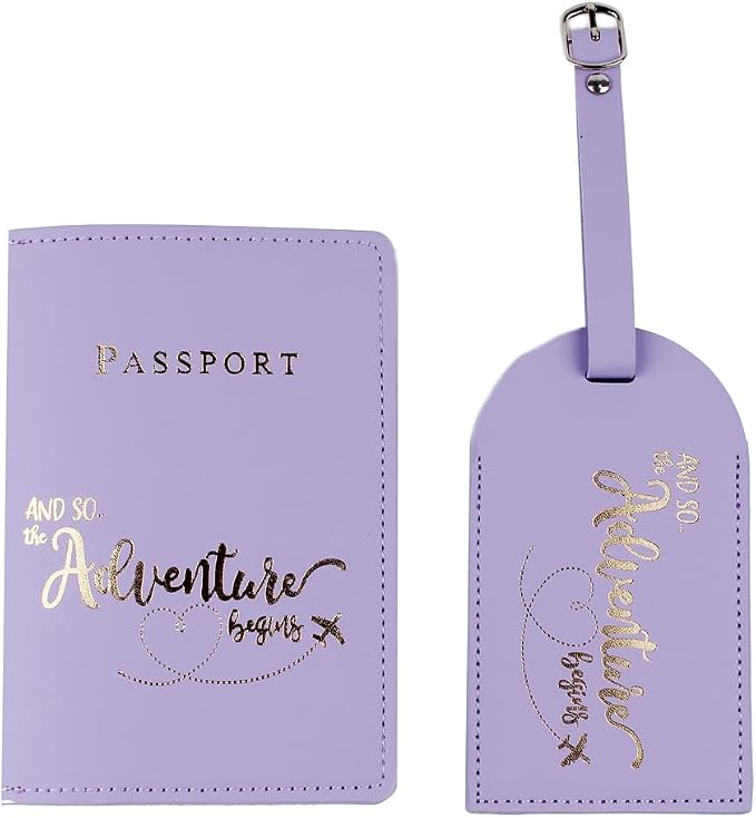 Belsmi Passport and Luggage Tags Set Travel Suitcase Tag (Purple)