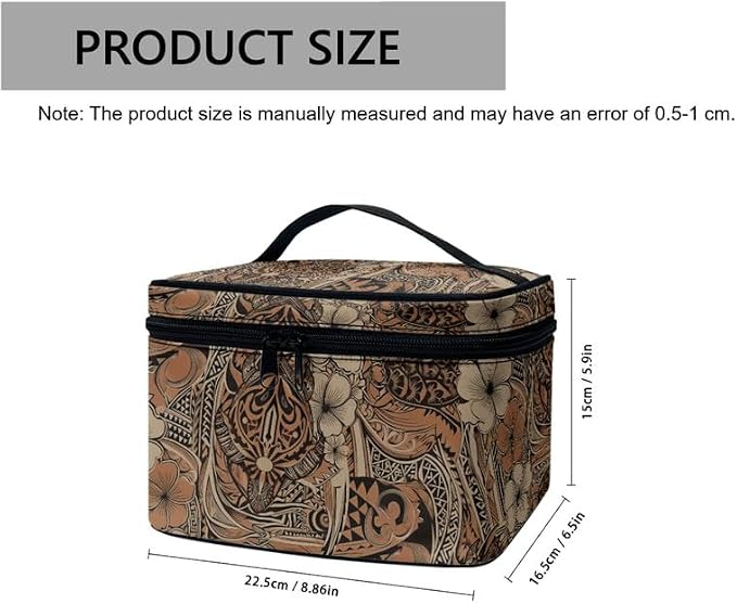 Hawaiian Tribal Turtles Make Up Bags Cosmetic Case for Women, Hawaii Travel Makeup Toiletry Bag Zipper Handle Essential Organizer for Travel
