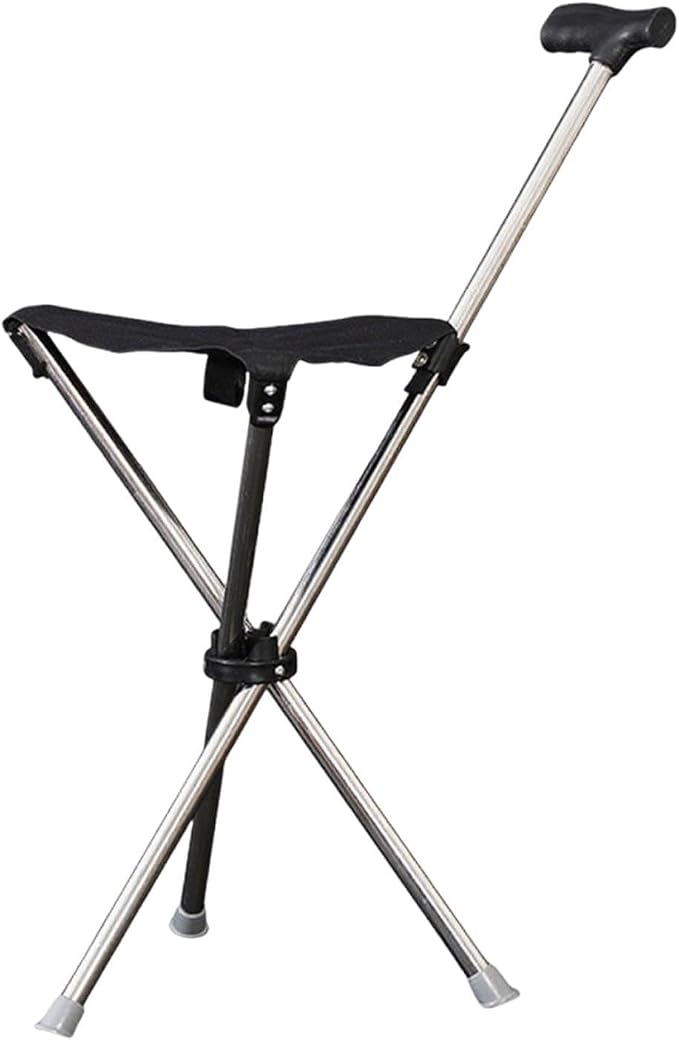 Folding Cane with Seat, Walking Sticks Seat for Seniors | Ergonomic Support Crutch Stool Mobility Aids for Outdoor Trip Park Visit Travel Climbing Hiking Picnic
