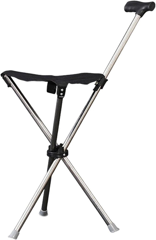Folding Cane with Seat, Walking Sticks Seat for Seniors | Ergonomic Support Crutch Stool Mobility Aids for Outdoor Trip Park Visit Travel Climbing Hiking Picnic
