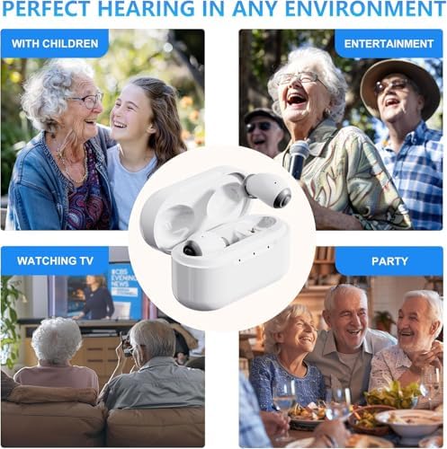 Ceretone Hearing Aids for Seniors Rechargeable, OTC Hearing Aids with Noise Cancelling, Volume Control (WHITE)