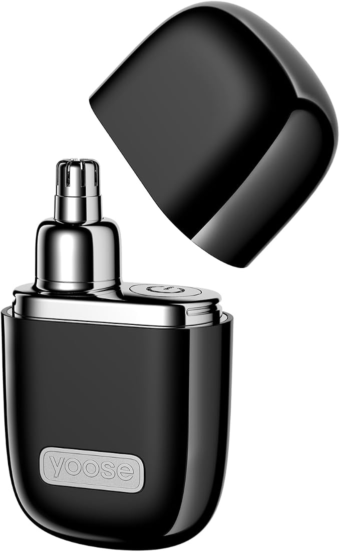 yoose Nose Hair Trimmer, Alloy Nose Trimmer for Men and Women, Black | IPX7 Waterproof, USB-C Rechargeable, Travle Size Nose Trimmers, Dual-Edge Blade, Painless Trimming, Long-Lasing, Low Noise