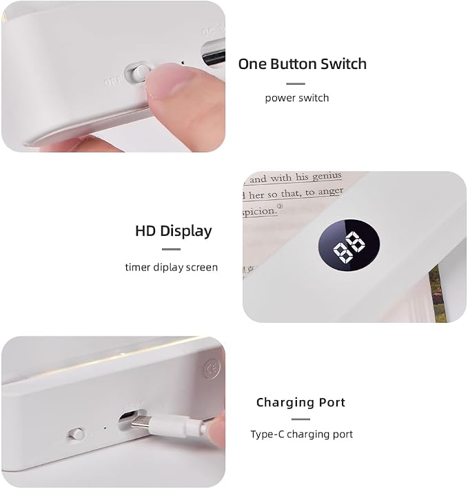 Book Light for Reading in Bed at Night Flat Reading Lights, White | 3 Color & Dimming, Rechargeable, Full Page, Flat Booklight with Timer, LED Reading Light, Bookish Gifts for Book Lovers