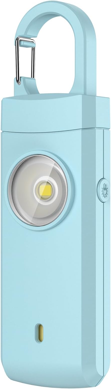Rechargeable Personal Alarm for Women, Keychain Siren Alarm with USB Charging, Back to School College Essentials for Daughter, College Students, Teen Girls, Elders, Kids, Travel Essentials, Aqua