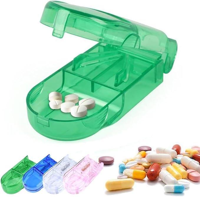 2 Pcs Pill Cutter Splitter, Cuts Pills for Small and Tiny Pills Tablet Splitter with Guard Pill Cutter and Crusher Cuts Pills for Cutting Small Pills or Large Pills in Half Daily Medicine Organizer