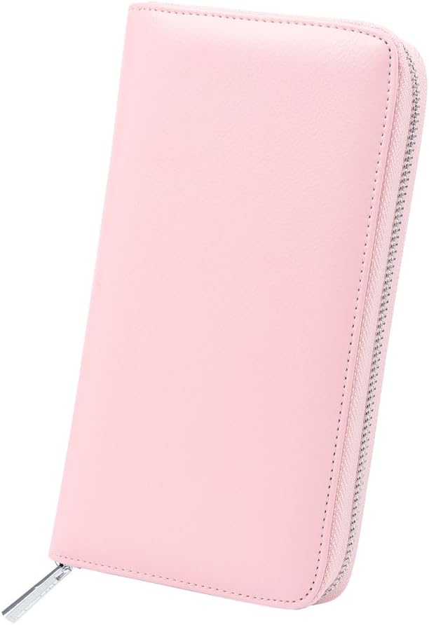 Women 36 Slots RFID Blocking Card Holder Large Long Leather Zipper Organizer Accordion Wallet,Pink