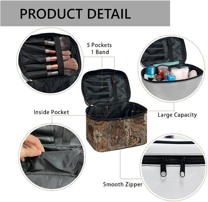 Hawaiian Tribal Turtles Make Up Bags Cosmetic Case for Women, Hawaii Travel Makeup Toiletry Bag Zipper Handle Essential Organizer for Travel