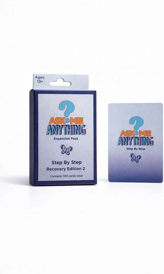 ASKMEANYTHING Recovery Card Game Step-by-Step Edition – Guided Sobriety & Addiction Recovery Cards for Step Work, Self-Reflection, and Group Therapy