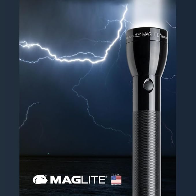 MagLite ML300L 3-Cell D Flashlight – High Lumens LED Flashlight with Adjustable Focus for Precise Beam, High & Low Modes, Long Battery Life, Water-Resistant for Emergency, Outdoor, and Camping – Red