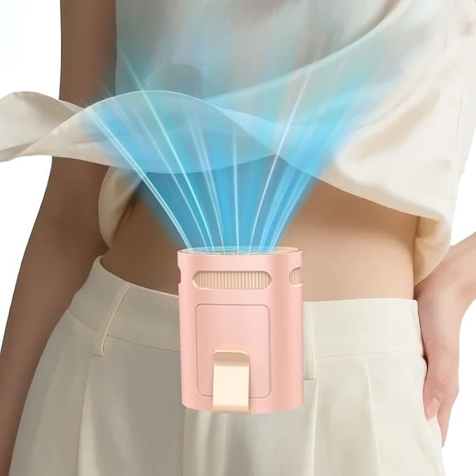 Waist Fan Clip on Cold Air-Mini Lightweight Portable Fan Rechargeable Battery Powered,Small Personal Wearable Shirt Belt Hard Hat Hip Back Body Fans,Cooling Hanging Neck Cooler Ac for Men Women Kids