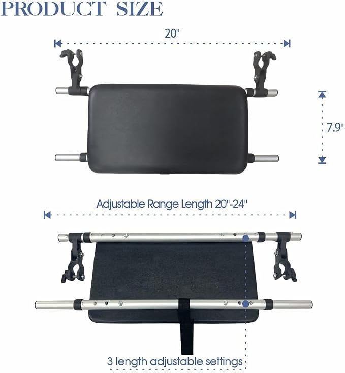Universal Walker Rest Seat for Attachable Seat Folding Walker, Maximum Weight Capacity of 250 Pounds, Adjustable Range:20"~24"(Black)