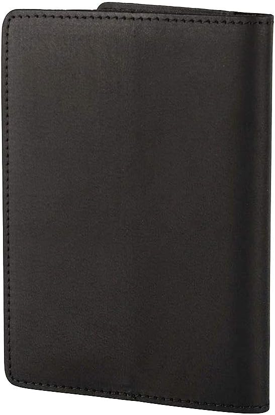 Genuine Leather Passport Holder Travel Wallet RFID Passport Cover Case for Women Men (Black)