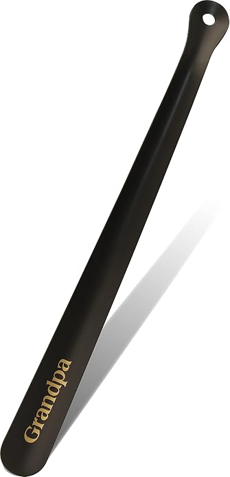 Metal Shoe Horn 16 in - Made in the USA - Classic Black-Gold Grandpa
