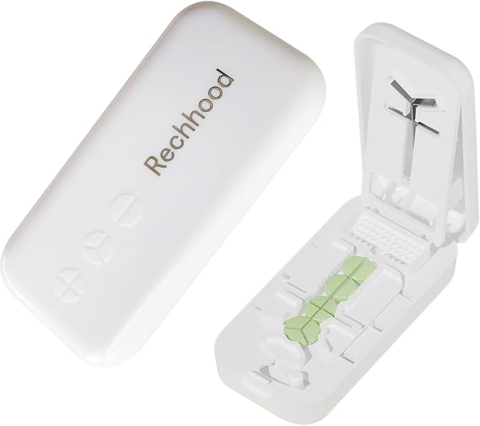 3-in-1 Pill Cutter 1/4 1/3 1/2 with Pill Storage Case, Stainless Steel Blade Cuts Pills Ideal for Cutting Vitamins and Pills (White)