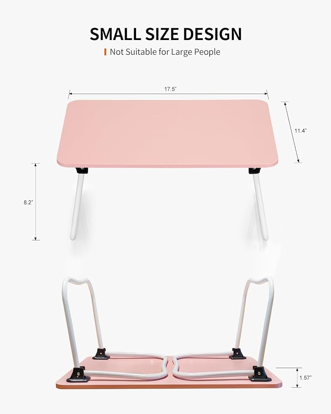 FISYOD Foldable Lap Desk, Laptop Bed Desk, Portable Bed Table, Laptop Stand for Bed & Couch, Lightweight & Mini - Pink