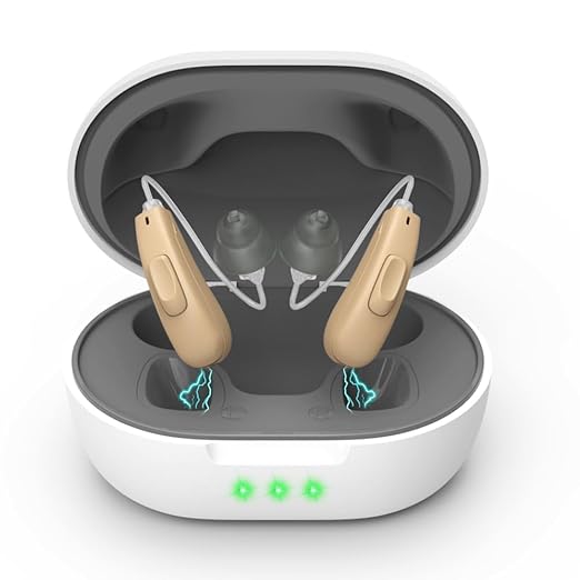 Not Amplifiers True Professional Hearing Aids for Seniors with Hearing Loss - 16-Channel DSP Noise Cancellation, OTC Rechargeable BTE Hearing Aids with Charging Case
