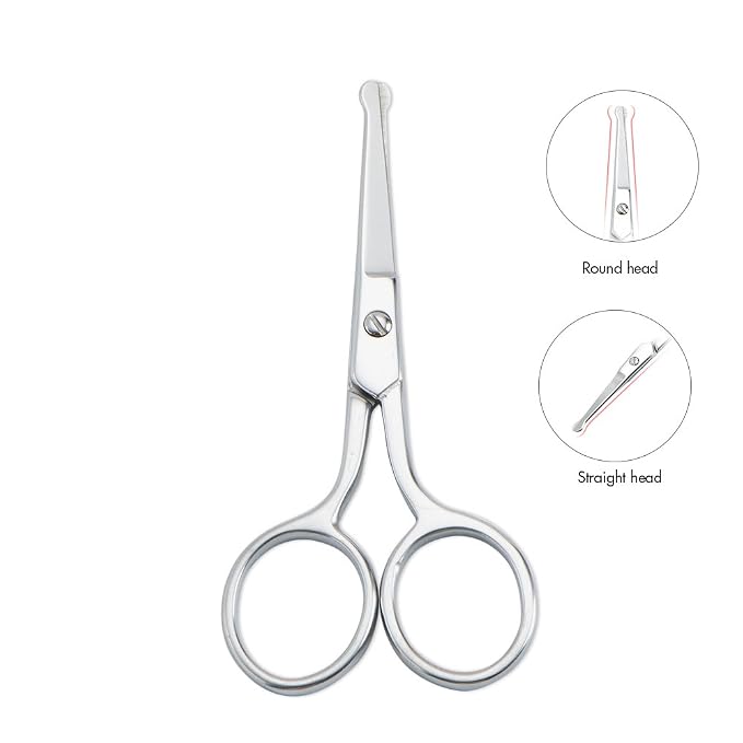 LIVINGO Premium Manicure Rounded Tip Scissors Multi-purpose Stainless Steel Cuticle Pedicure Beauty Grooming Kit for Nail, Eyebrow, Eyelash, Dry Skin, Nose Hair 3.5 inch