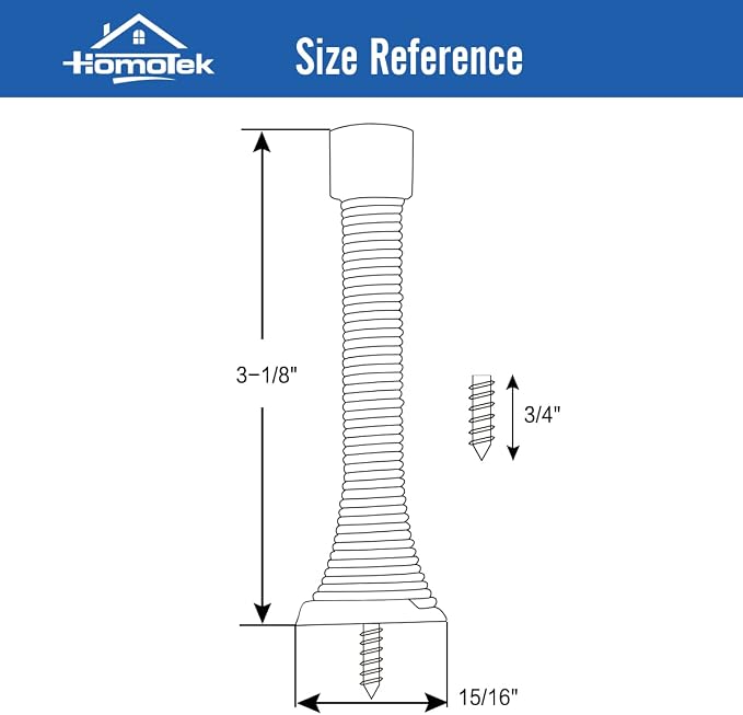 HOMOTEK 12 Pack Spring Door Stopper with Rubber Bumper Satin Nickel 3-1/8" Flexible Spring Heavy Duty Wall Door Stop Low Mounted Door Bumper for Home (Oil Rubbed Bronze)