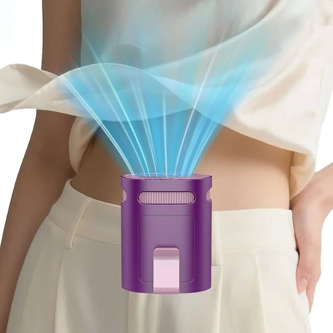 Portable Waist Clip Fan-Small Lightweight Person Fans Inside Shirt Waist Band Belt Loop Pants Hip Hardhat,Quietest Cool Clip Body Ac Unit,Personal Air Conditioner for Menopause Hot Flash Weather Blue