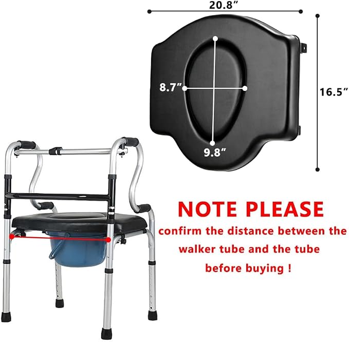 Walker Rest Seat for Attachable Seat Folding Walker, Maximum Weight Capacity of 250 Pounds, 20.8" L x 16.5" W Black