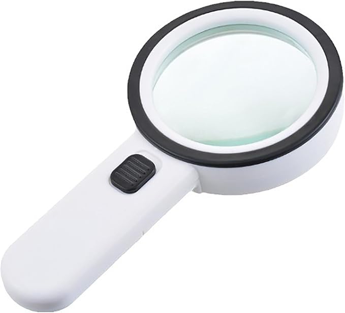 Magnifying Glass with 12 LED Lights, Double Glass Lens Handheld Illuminated Magnifier Reading Magnifying Glass with for Macular Degeneration Seniors Reading Inspection Coins Jewelry