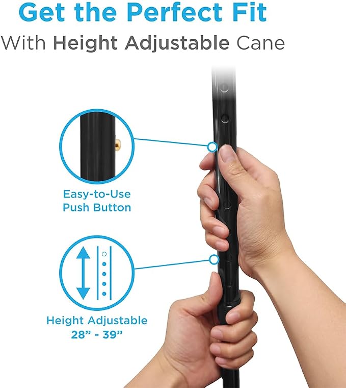 NOVA Offset Walking Cane for Seniors, Men & Women – Lightweight Adjustable Walking Cane with Soft Foam Grip, Wrist Strap, Anti-Rattle Lock & Non-Slip Tip – Stylish Mobility Aid