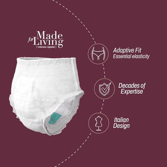 Made for Living The All-Nighter Underwear for Women & Men - Dual Absorbent Core, Leak-Free & Odor Protection - Disposable Overnight Adult Pull Ups for Women & Men - S/M - 20 Ct
