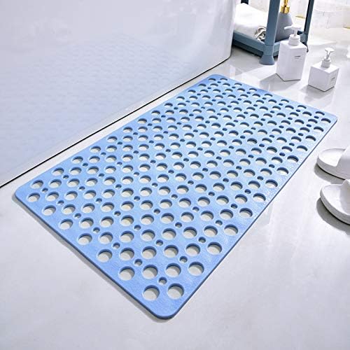 Casa and Beyond Shower Mat,Non Slip Bath Mat and Shower Mat with Suction Cups and Drain Holes,Bathroom Mat Easy to Clean Soft Machine Washable,Bathtub Mat Easy Dry&Cut (Blue,21" x 21"(Rectangular))
