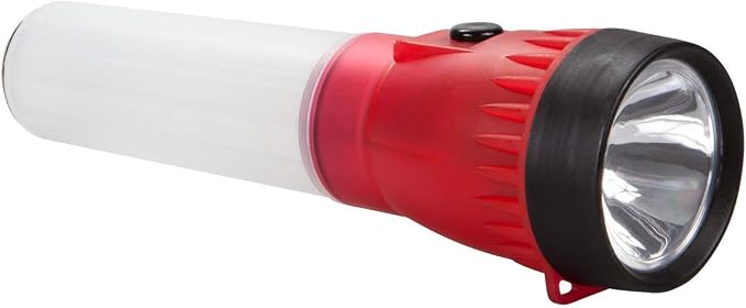 Life Gear LED Flashlight with Glow Handle, Emergency Flasher and Storage Compartment, RED,White/Red