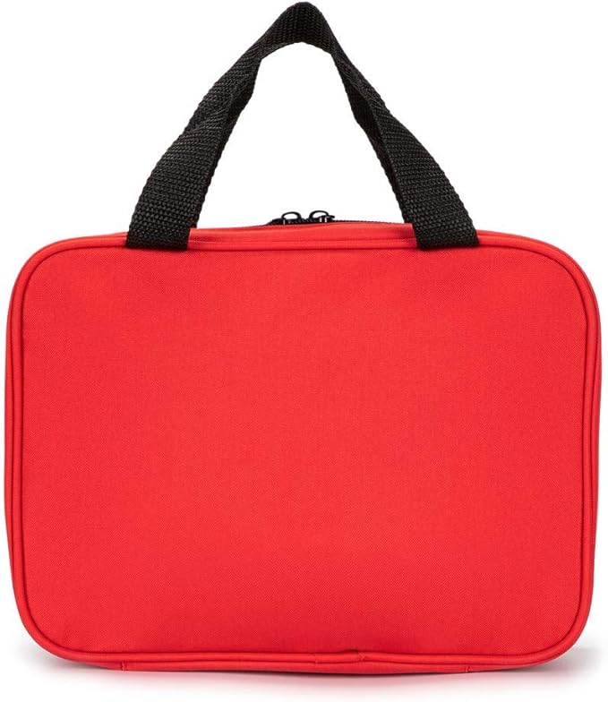 Jipemtra Red First Aid Bag Empty Travel Rescue Pouch First Responder Storage Medicine Emergency Bag for Car Home Office Kitchen Sport Outdoors (Red with Zippered Mesh Bags)