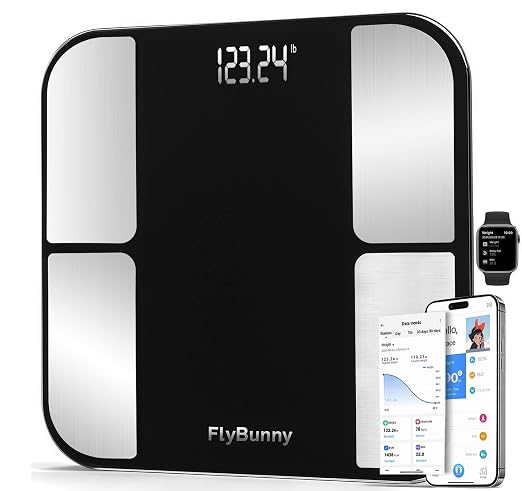 11.8" Extra Large Smart Body Fat Scale, 400lbs High Capacity Bluetooth Body Composition Analyzer with App, Clear Backlit LED Display, Non-Slip Bathroom Scale