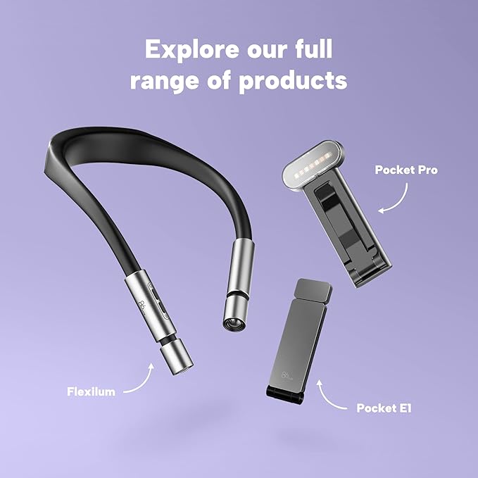 86lux Book Light, Rechargeable Reading Lights for Books in Bed, Ultralight Clip-on LED Bookmark Lamp with 3 Amber Colors & Stepless Dimming for Night Reading for Book Lovers, Kids,Light Lilac