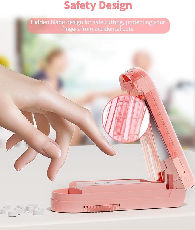 Pill Cutter Splitter for Small and Tiny Pills, Pill Splitter Accurately Cuts Multiple Pills at Once for Large and Small Medicines, Sharp Blade with Safety Guard (Pink)
