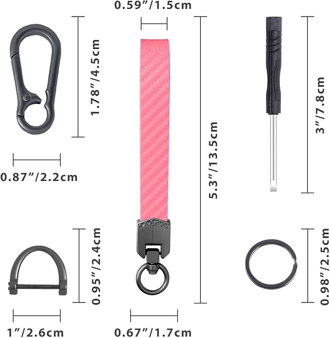 OHKYOOT Leather Car Keychain for Home Car Keys | Carabiner Clip Key Fob Keychain for Women Men,Car Key Holder with 3 Key Ring and Anti-Lost D Ring