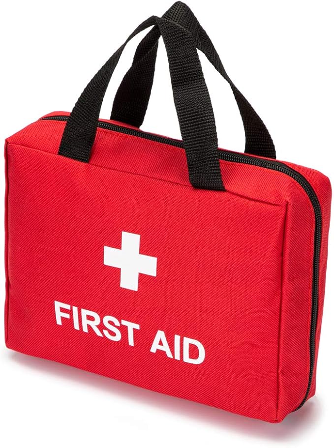 Jipemtra Red First Aid Bag Empty Travel Rescue Pouch First Responder Storage Medicine Emergency Bag for Car Home Office Kitchen Sport Outdoors (Red)