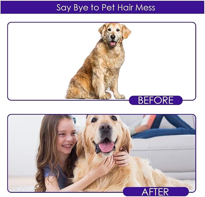 DELOMO Pet Hair Remover Glove - Gentle Pet Grooming Glove Brush - Deshedding Glove - Massage Mitt with Enhanced Five Finger Design - Perfect for Dogs & Cats with Long & Short Fur - 1 Pack, Purple